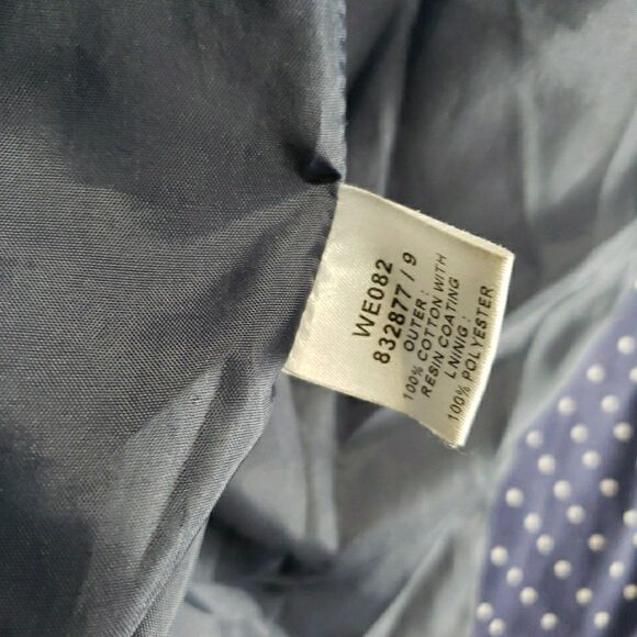 Boden Navy Blue Polka Dot Long Trench Coat Womens 10 Cotton Made in Poland - Picture 13 of 15